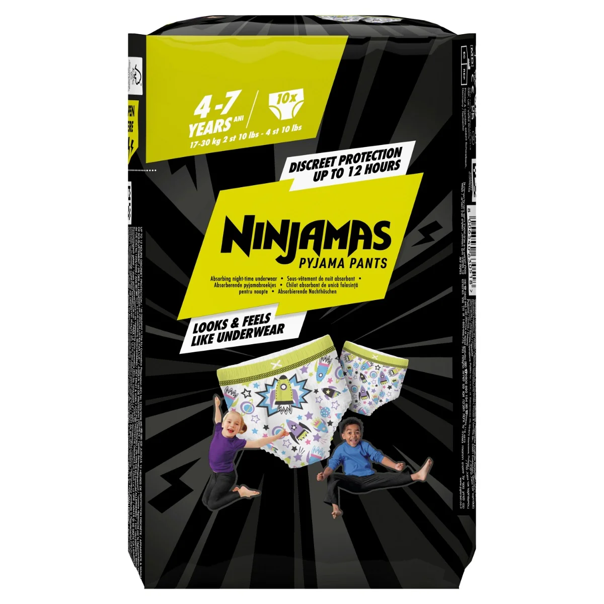 Ninjamas Pyžamové nohavičky Vesmírne lode, 10 Pyžamových Nohavičiek, 7 Rokov, 17kg-30kg 1×10 ks, plienkové nohavičky