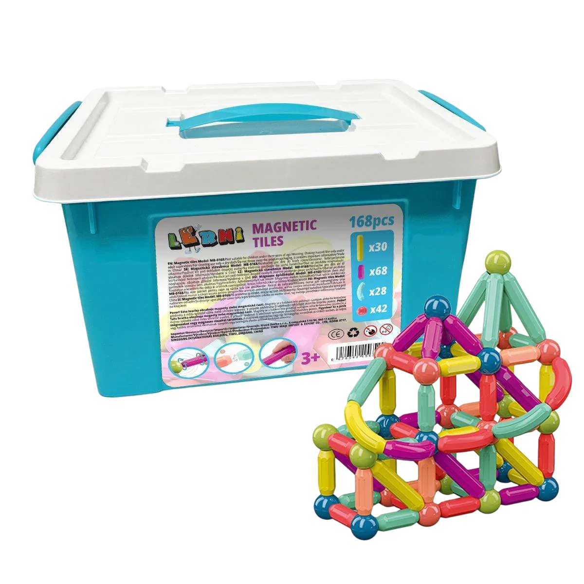 Magnetické paličky 168 ks