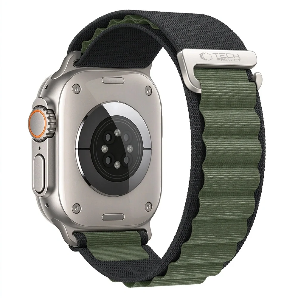 Tech-Protect Nylon Pro remienok na Apple Watch 44/45/46/49mm, black / green