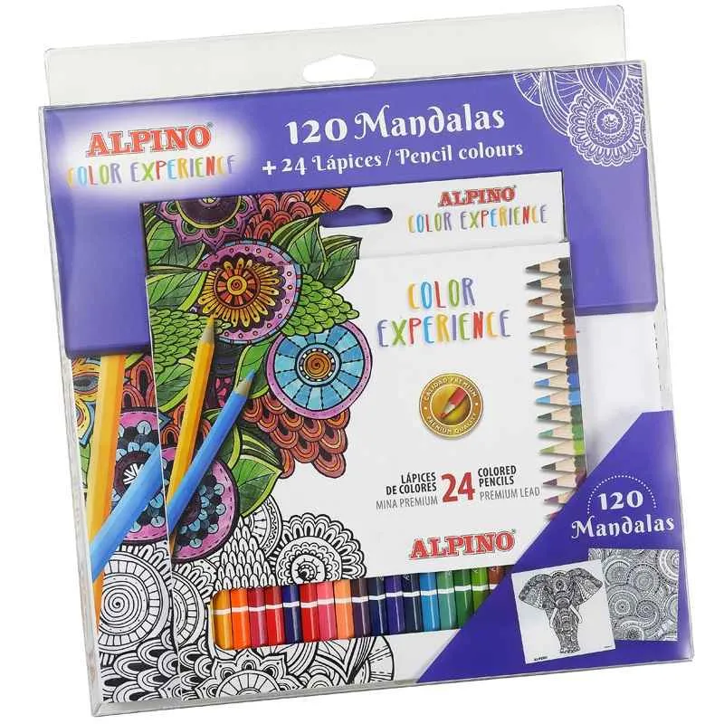 ALPINO 24 ks ceruziek Col Experience +120 omaľovánok Mandala 1×1 set