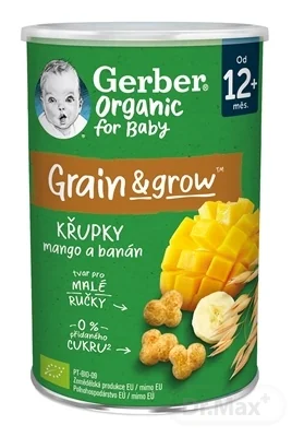 Gerber Organic CHRUMKY Kukurično-ovsené 1×35 g, s mangom a banánom (od ukonč. 12. mesiaca)