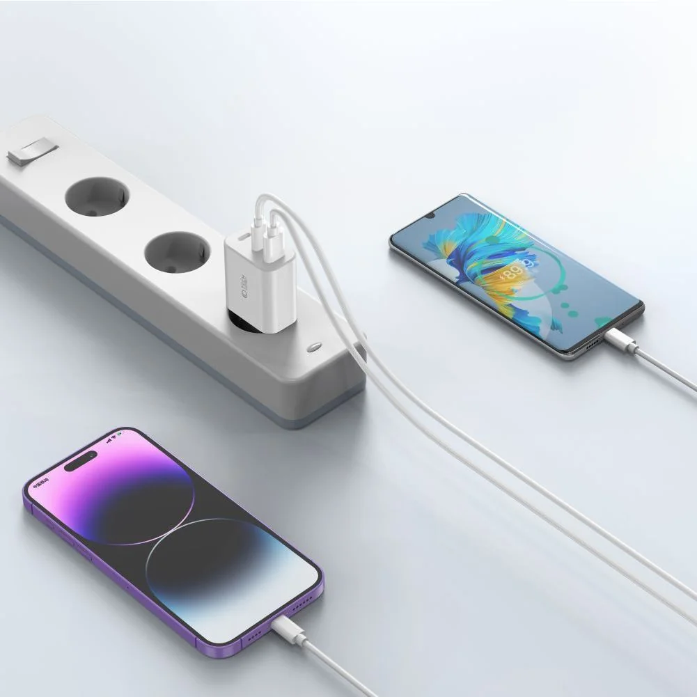 Tech-Protect 3-port sieťová nabíjačka USB / 2x USB-C 30W PD QC, čierna