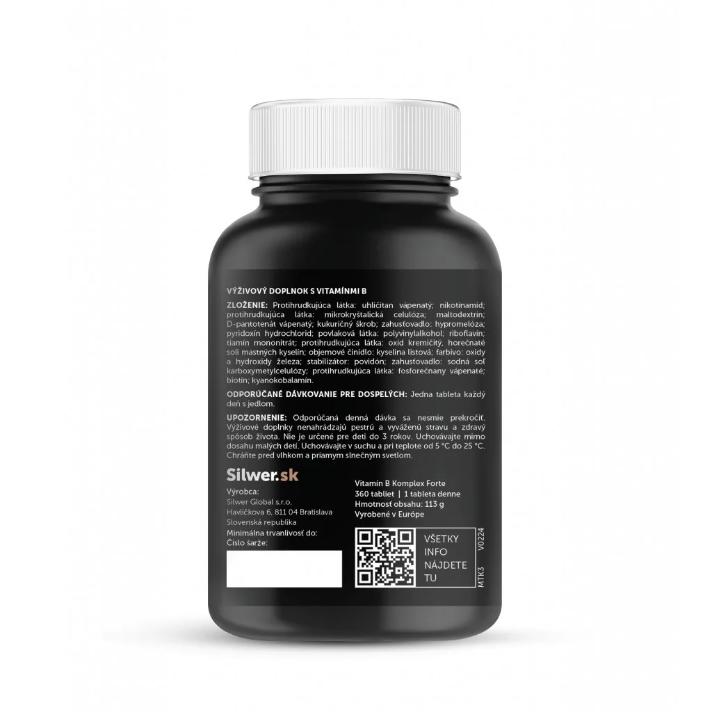 Silwer Vitamín B Komplex Forte 360 tabliet. Energia, nervy, pokožka a vlasy.