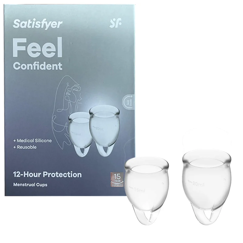 SATISFYER Menstruačné kalíšky Feel confident 2ks Transparentné 1ks/15ml + 1ks/20ml menstruačné kalíšky