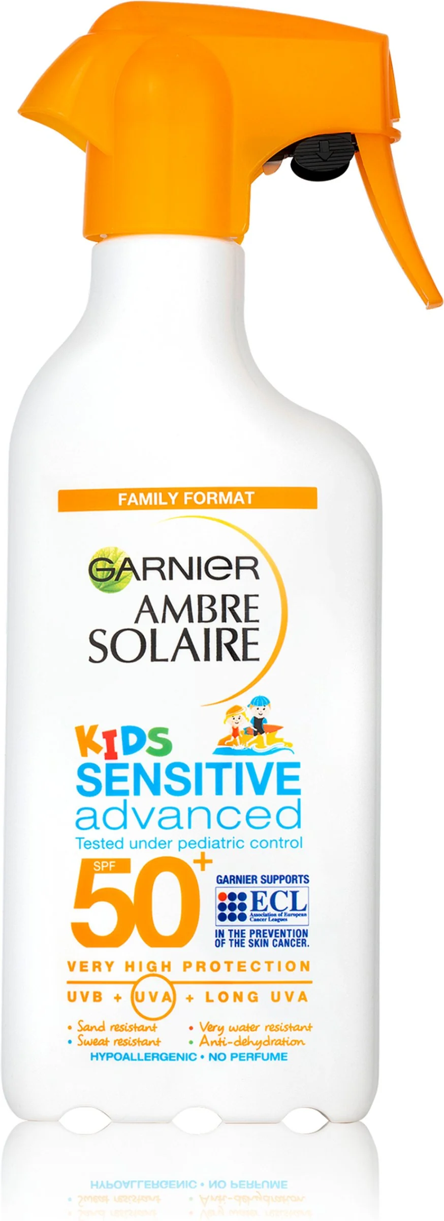 Garnier Ambre Solaire Sensitive Advanced Kids ochranný sprej  SPF 50+, 270 ml 1×270 ml, ochranný sprej SPF50+