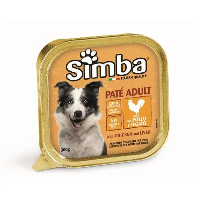 MONGE SIMBA Dog Paté Chicken and liver 300g paštéta pre dospelých psov s kuracím mäsom a pečeňou