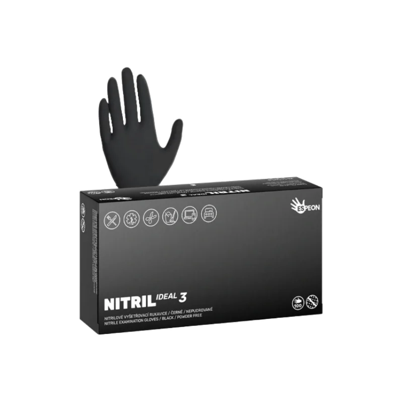 Nitrilové rukavice IDEAL 3 100 ks čierne - L L