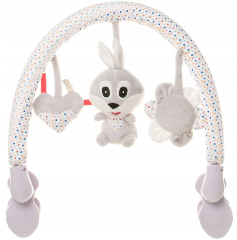 Plyšový oblúk s hračkami Rabbit, sivý 