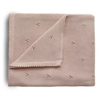 Mushie pletená detská deka z organickej bavlny, dierkovaná - blush