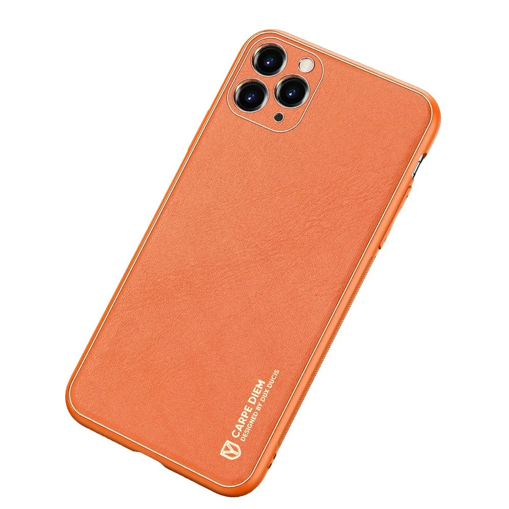 DUX DUCIS Yolo kožený kryt na iPhone 11 Pro Max, oranžový