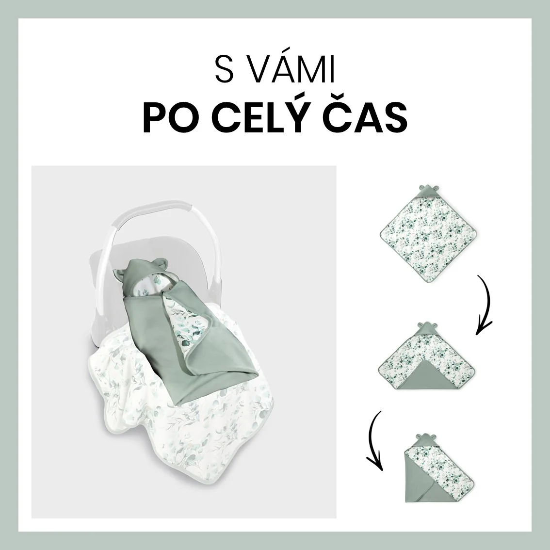 Hauck Snuggle N Dream zavinovacia deka do autosedačky a kočíka Leaves Mint