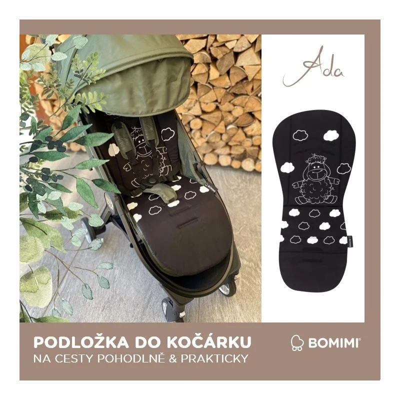 BOMIMI - ADA Podložka do kočíka OVEČKA black