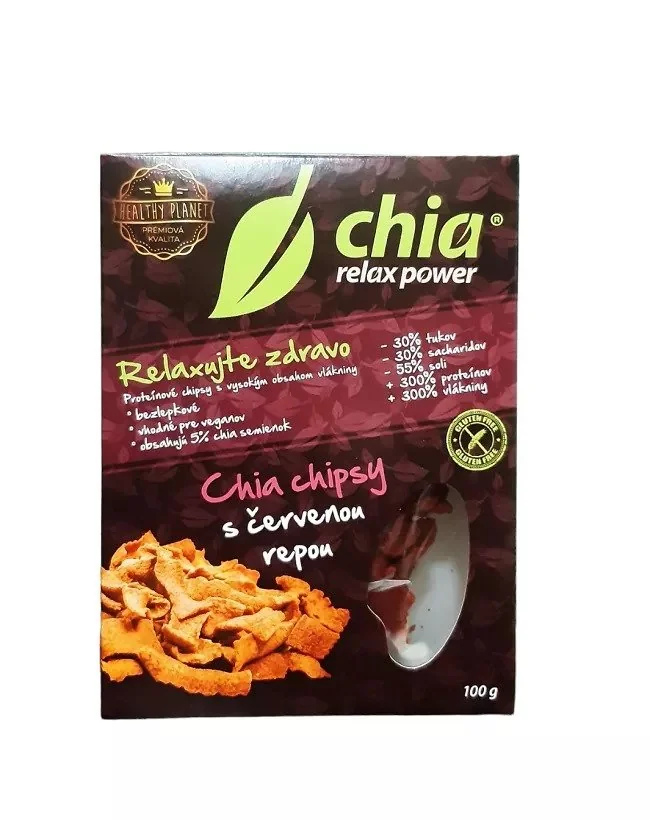 Healthy Planet Chia chipsy beZlepkové červená repa 1×100g, bezlepkové čipsy