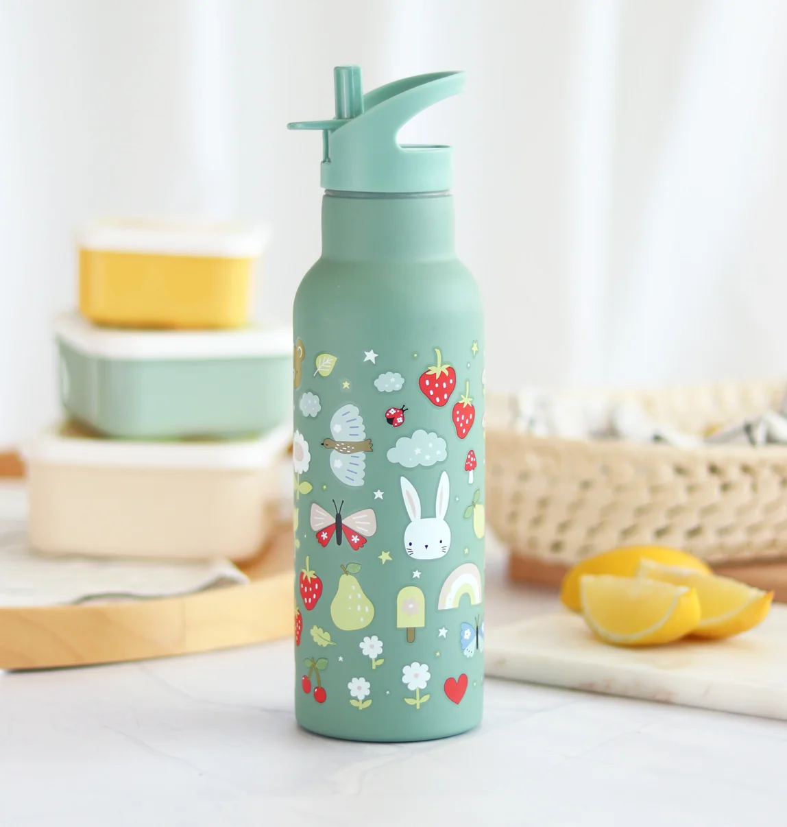 A Little Lovely Company - antikorová fľaša na pitie, 500 ml - radosť