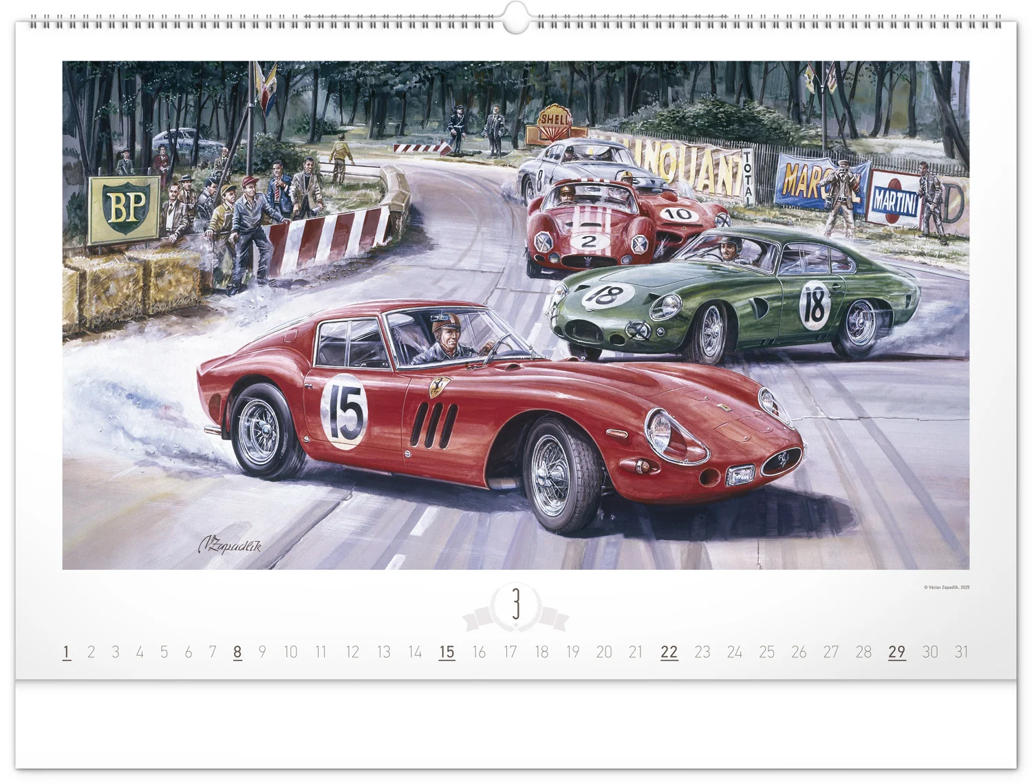 NOTIQUE Nástenný kalendár Oldtimers – Václav Zapadlík 2026, 64 x 42 cm