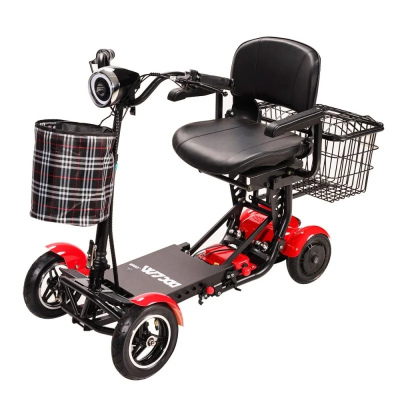 ANTAR Invalidný elektrický skúter AT52317, 4-kolesový, skladací, červený
