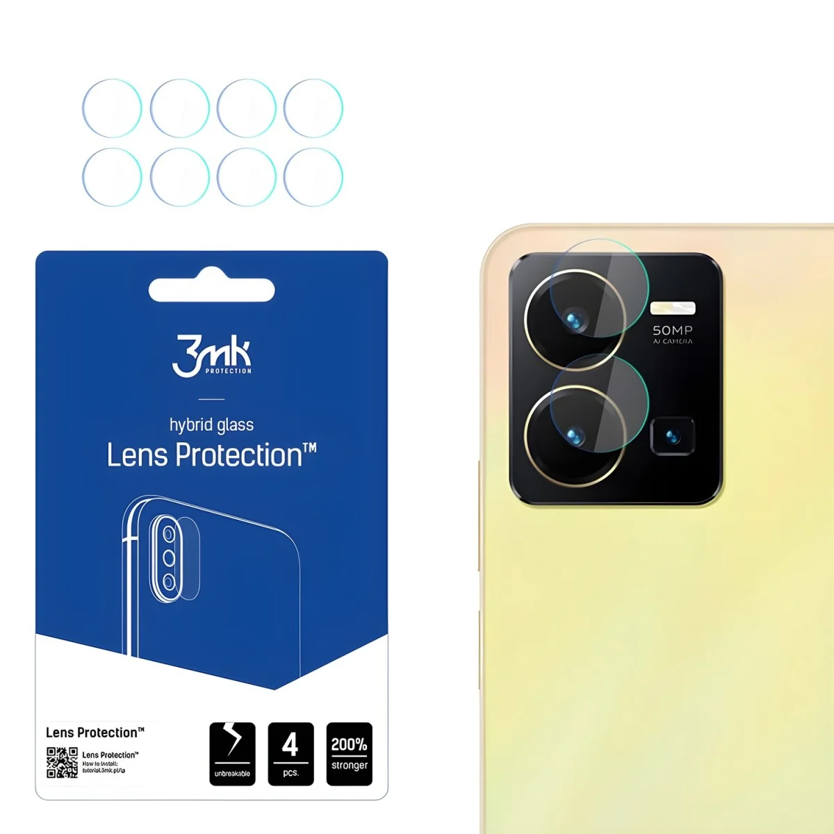Sklo na kameru 3mk pre Vivo Y35 4G - Transparentná