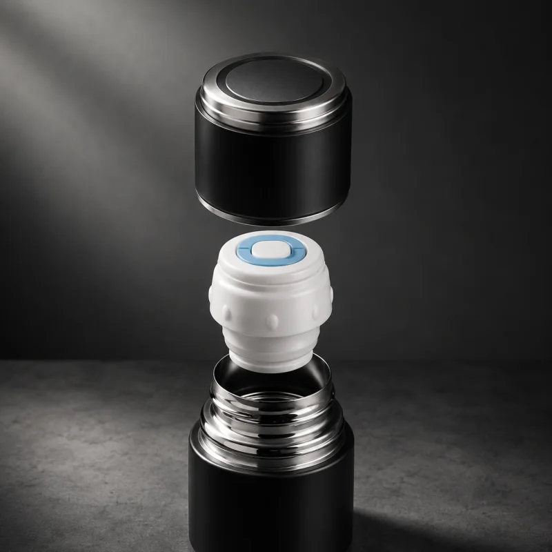 Livefy termoska s pohárom Vello 500ml, čierna
