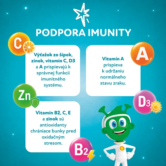 WALMARK Marťankovia s Imunactivom cmúľacie tablety, príchuť mix, 70+30 zdarma (100 ks)