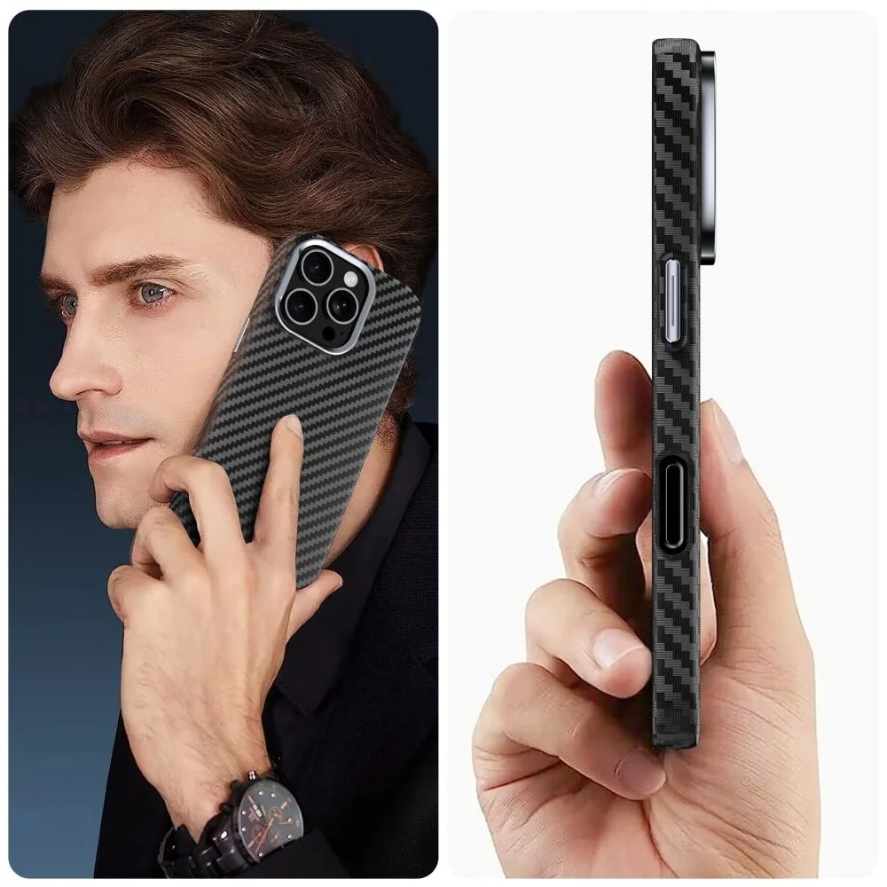 Tech-Protect Ion Carbon MagSafe kryt na iPhone 14, čierny/strieborný