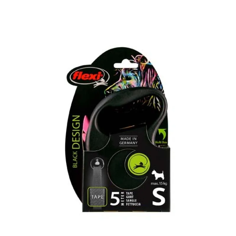 Vodítko Flexi Black Design páska S ružové 5m