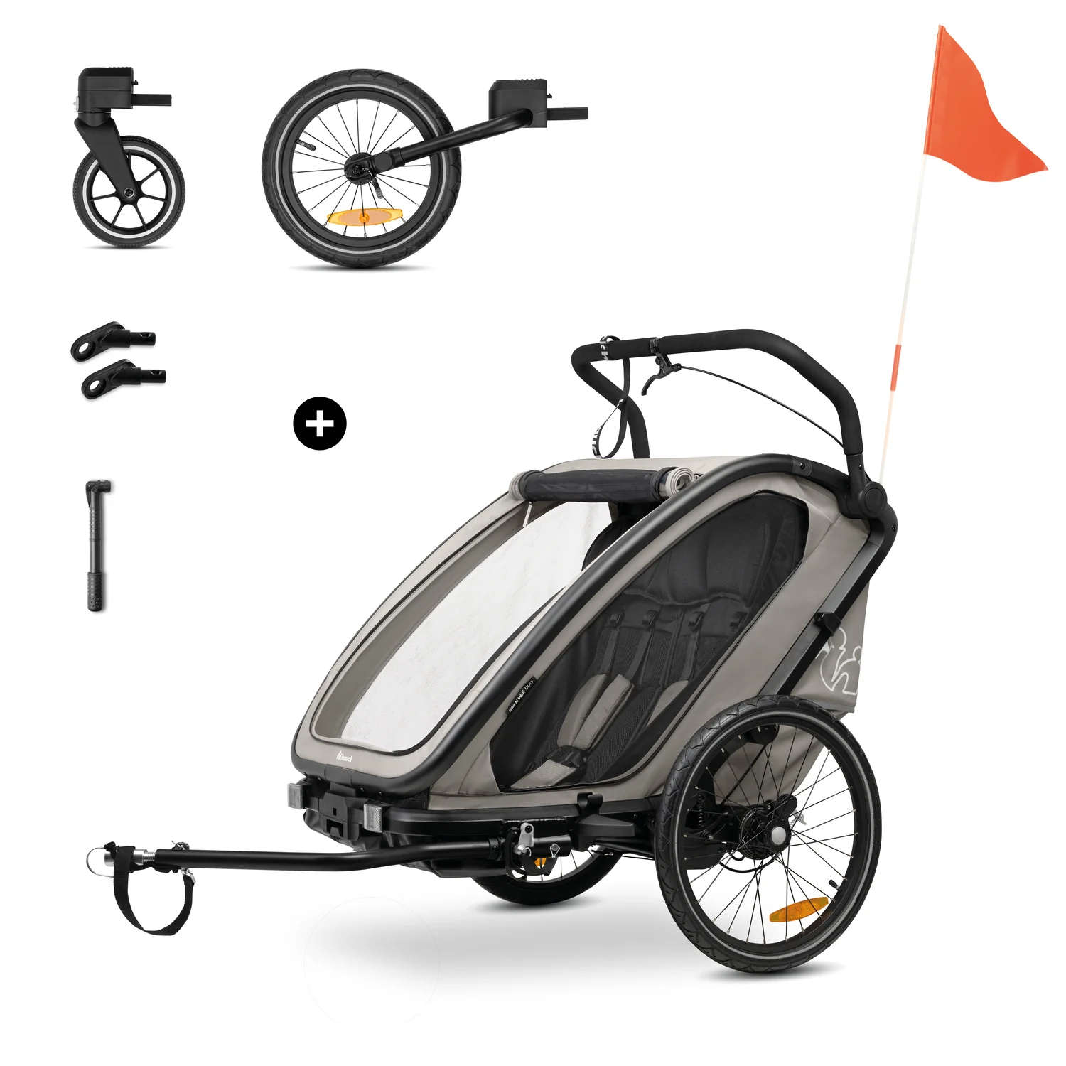 Hauck Bike N Walk Duo cyklovozík 3v1, svetlosivý
