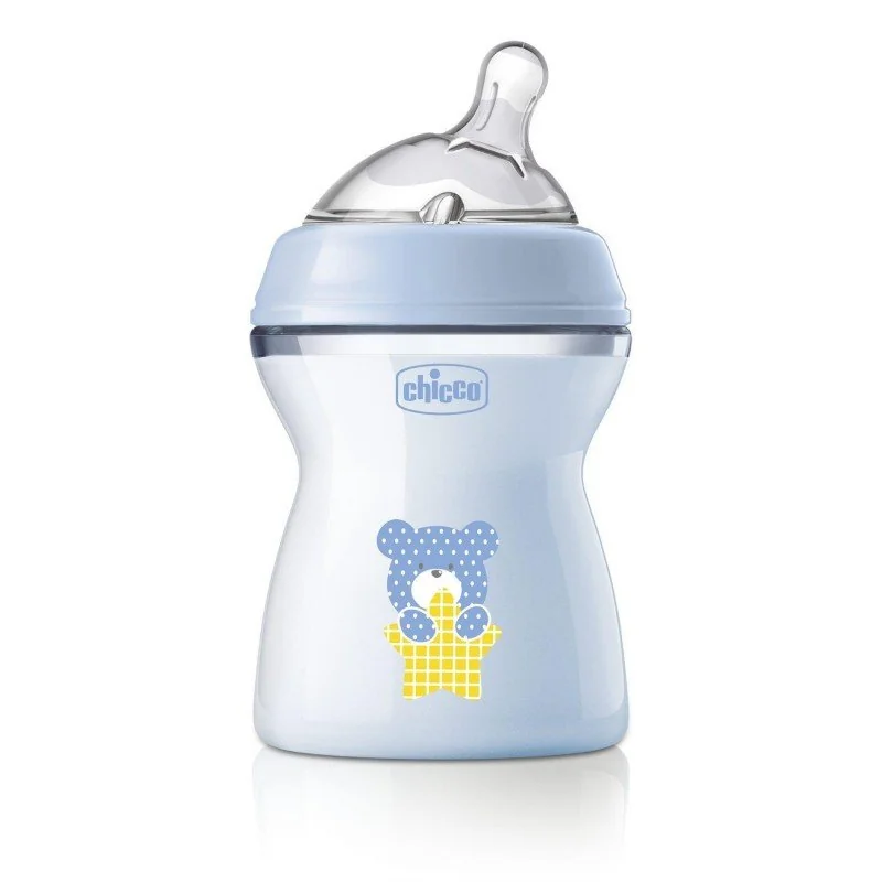 Chicco NaturalFeeling dojčenská fľaša 250 ml, silikónový cumel, 2+, modrá
