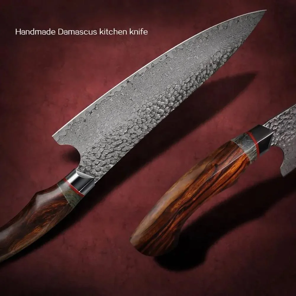 Damaškový kuchynský nôž Haruto-Hnedá 1 x 33cm, 212g, čepeľ 20,5cm