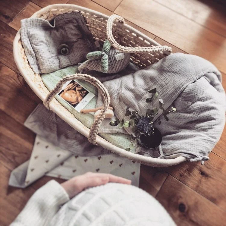 AHOJBABY Mojžišov košík pre bábätko Corn Natural + matrac 1×1 ks, mojžišov košík
