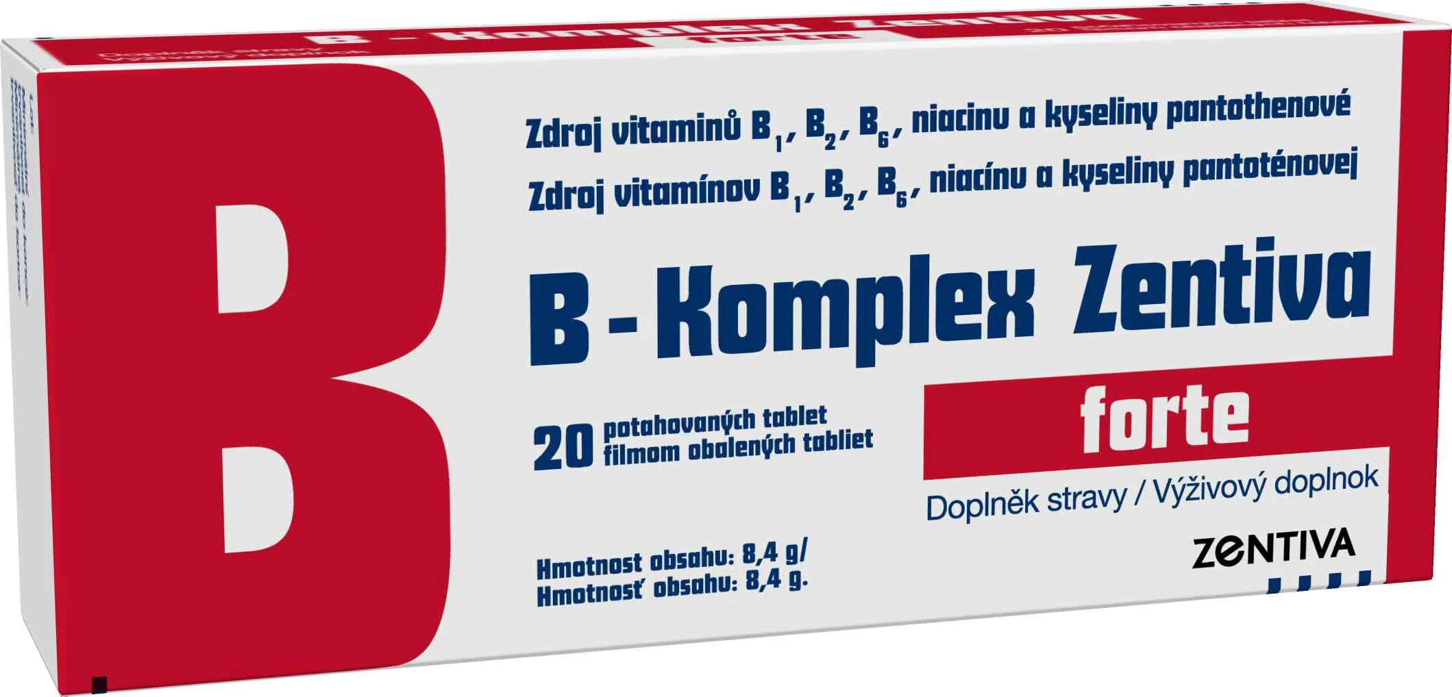 B-KOMPLEX FORTE ZENTIVA 20TBL FLM 1×20 tbl, vitamín B