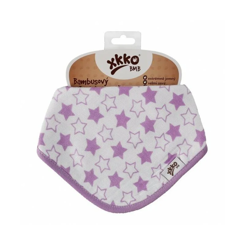 XKKO BMB detský slintáčik/šatka Little Stars Lilac (1 ks)