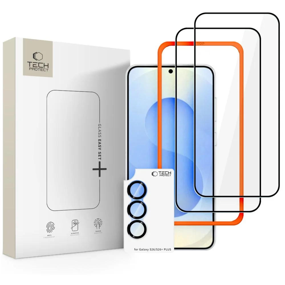 Tech-Protect Easy Set 3x ochranné sklo na Samsung Galaxy S26, čierne