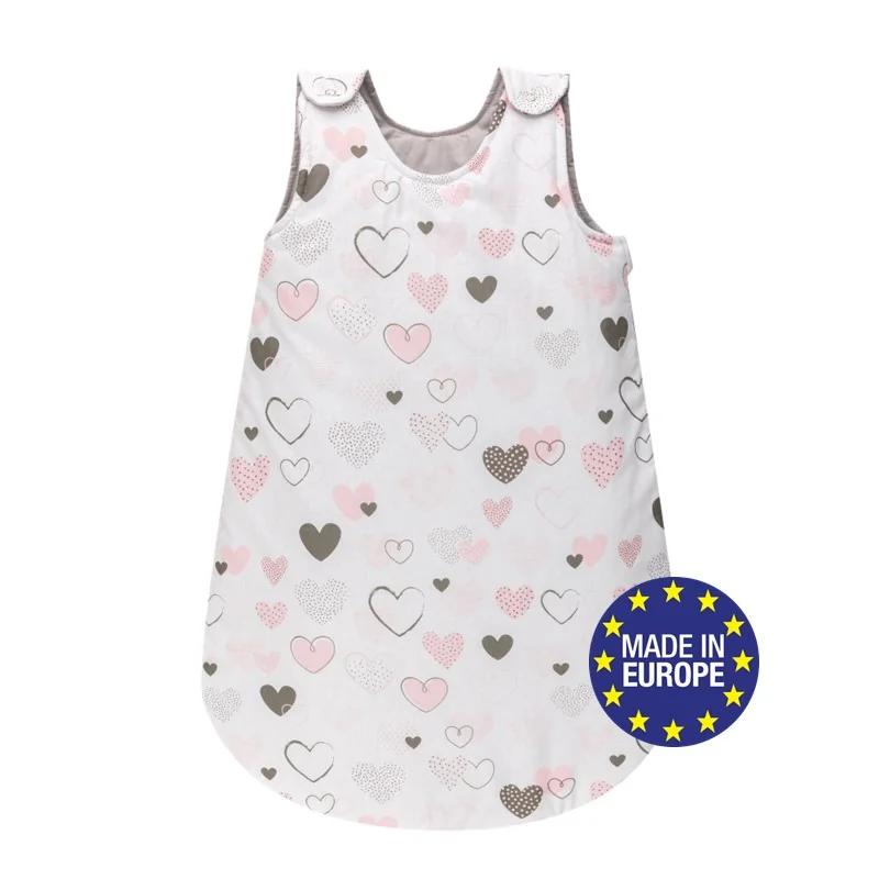 Bomimi spací vak 75 cm (3–12 m) srdcia sivý, TOG 2,5