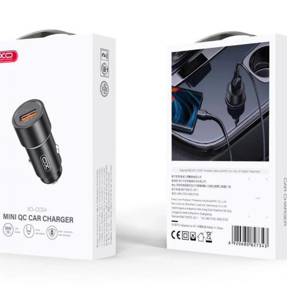 Autonabíjačka CC54 18W 1xUSB - Čierna