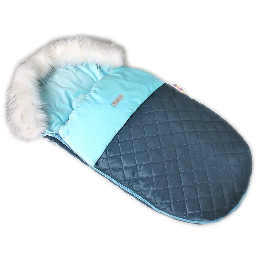 Baby Nellys Fusak, spacáček 105x55 Velvet exkluzív prešívaný - modrý 