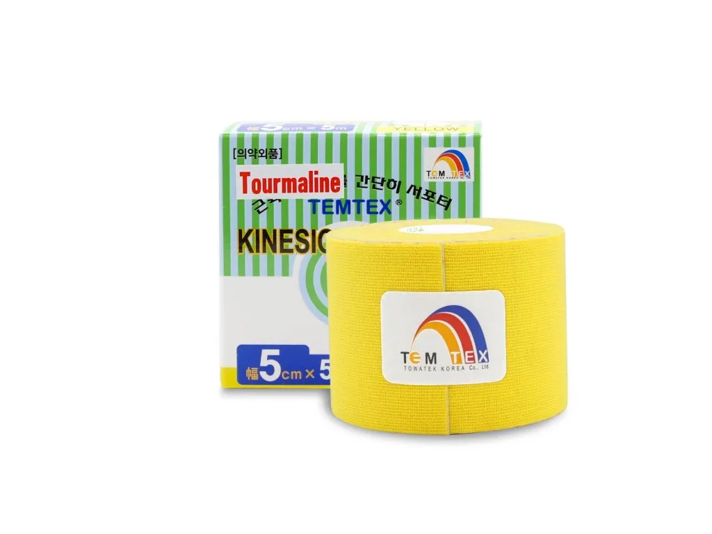 Temtex kinesio tape Tourmaline, žltá tejpovacia páska 5cm x 5m 1×1 ks, tejpovacia páska