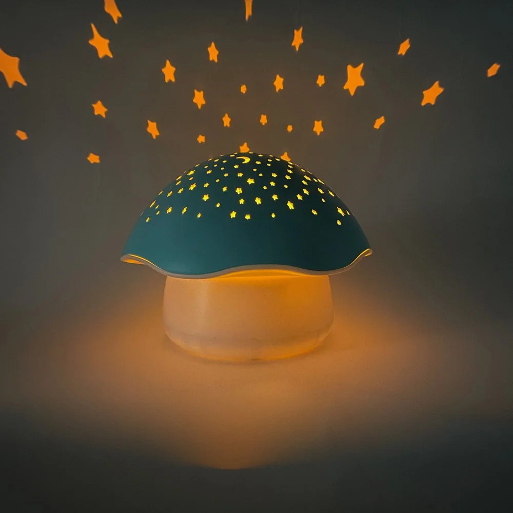 Projektor nočnej oblohy s bielym šumom a senzorom plaču Star Mushroom Blue