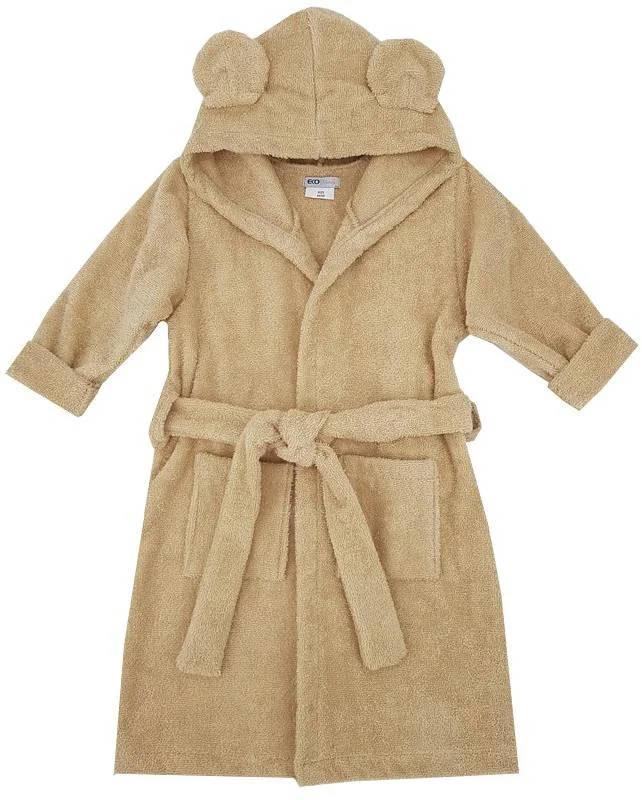 EKO Župan bavlnený s kapucňou a uškami Beige veľ. 80-86 1×1 ks, detský župan