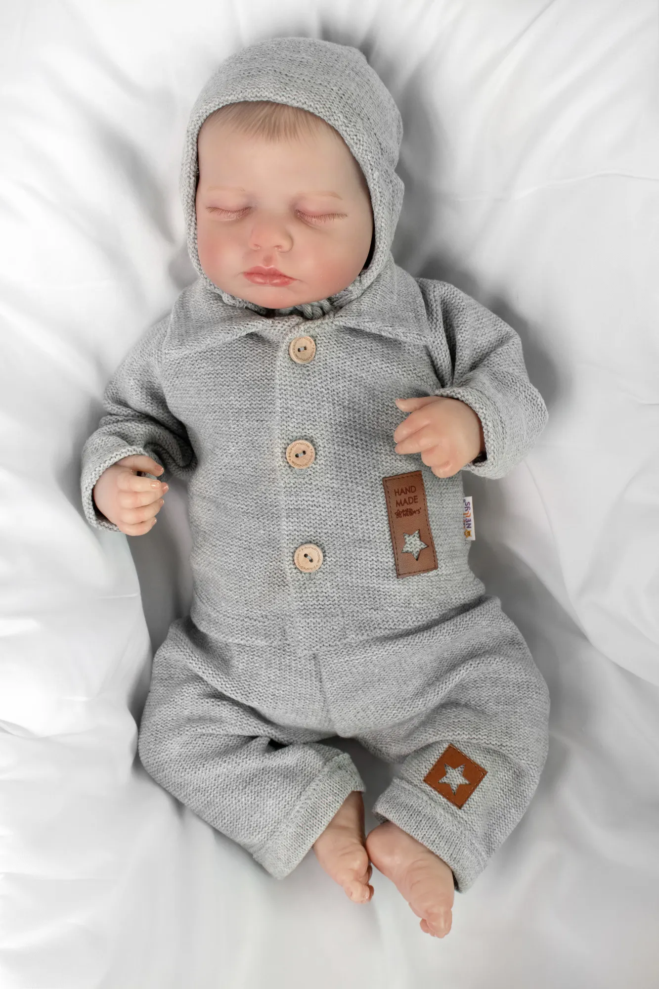 Pletený svetrík s gombíkmi Boy, Baby Nellys, sivý, veľ. 68