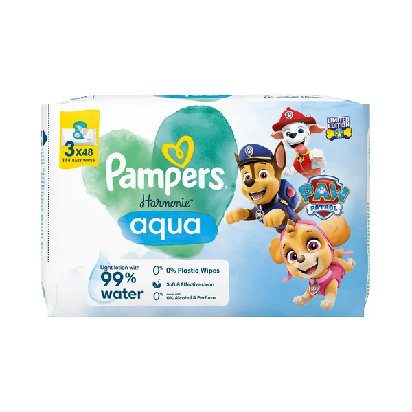 Pampers Harmonie Aqua čistiace obrúsky 3×48 ks