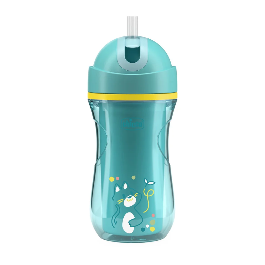 CHICCO Hrnček Sport termo so slamkou teal, 14m+ 1x1 ks