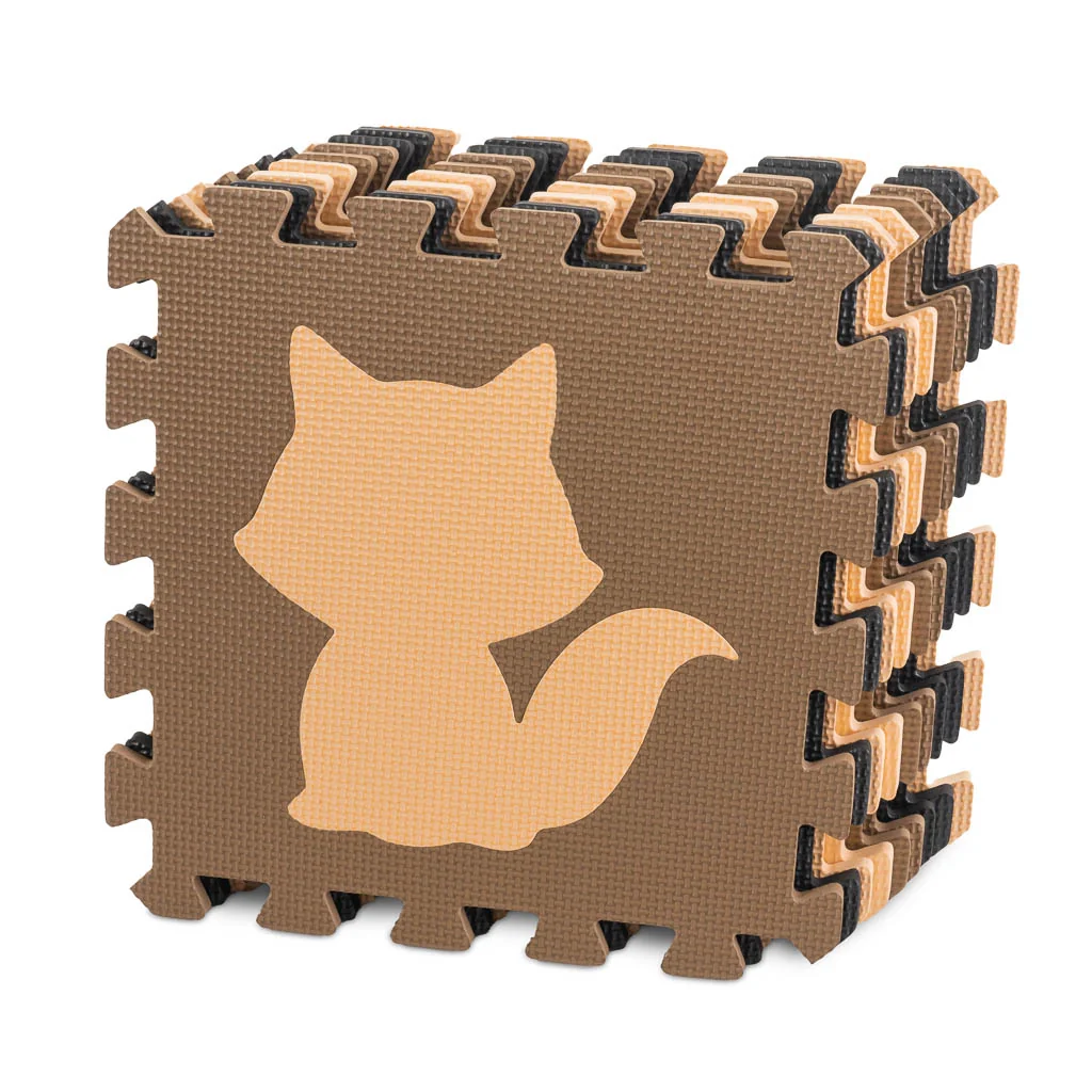 Podložka penové puzzle pre deti 9 ks – béžovo-hnedé zvieratká