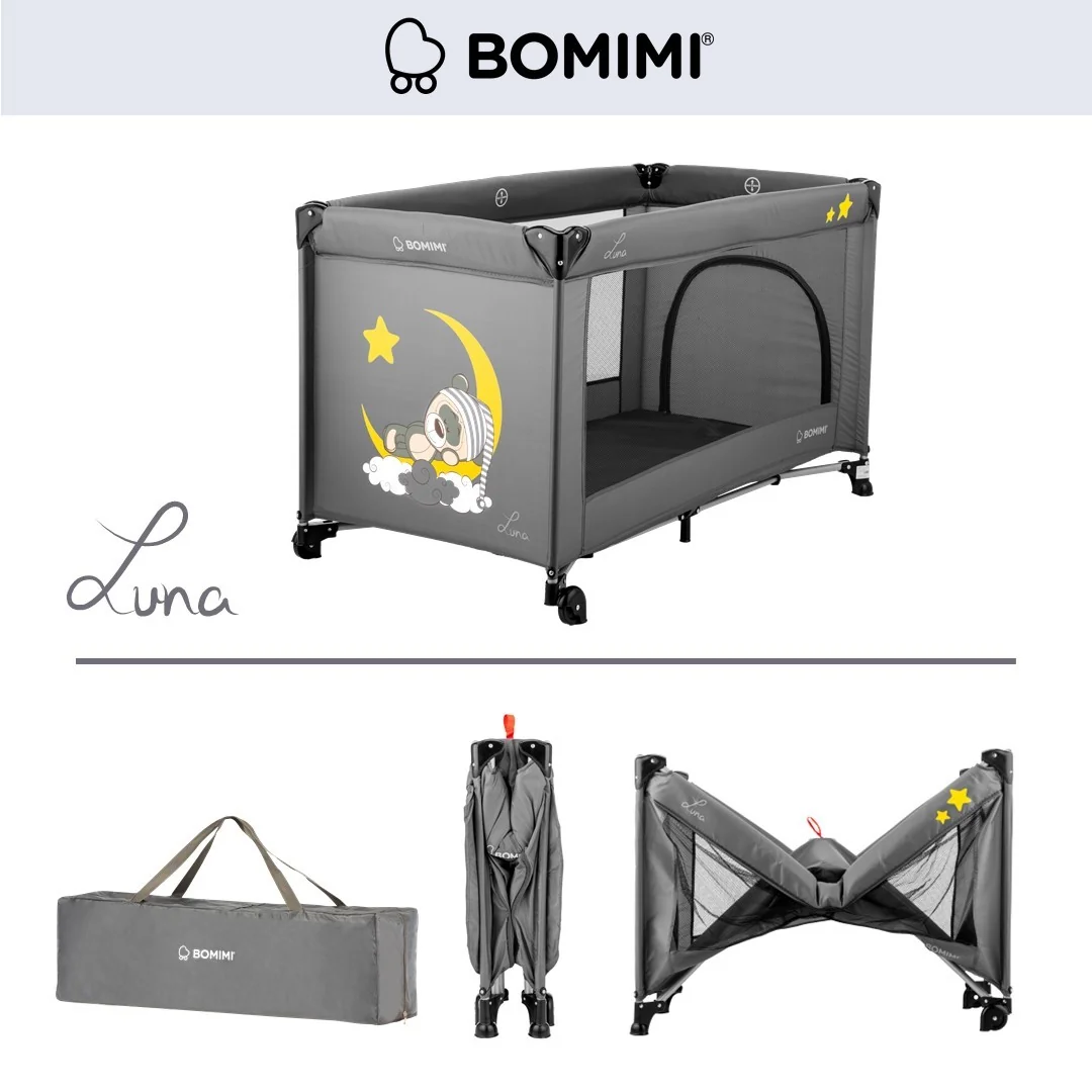 Bomimi LUNA cestovná postieľka čierna Sweet Dreams