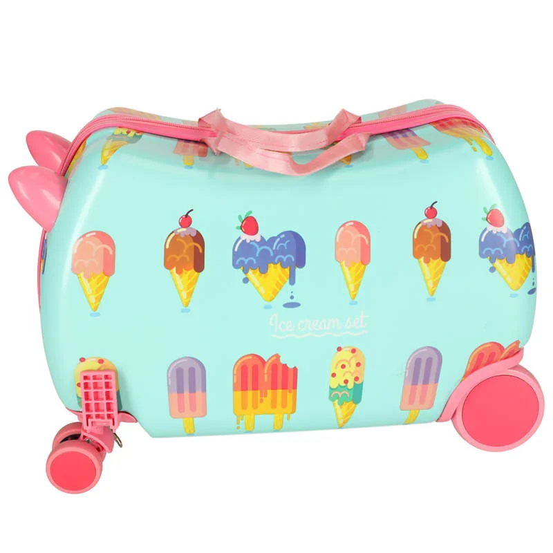 Detský palubný kufor na kolieskach – ICE CREAM, sedací (45×31,5×22 cm)