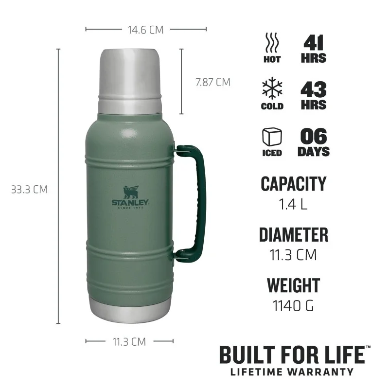 STANLEY Artisan Thermal Bottle 1.4L Hammertone Green