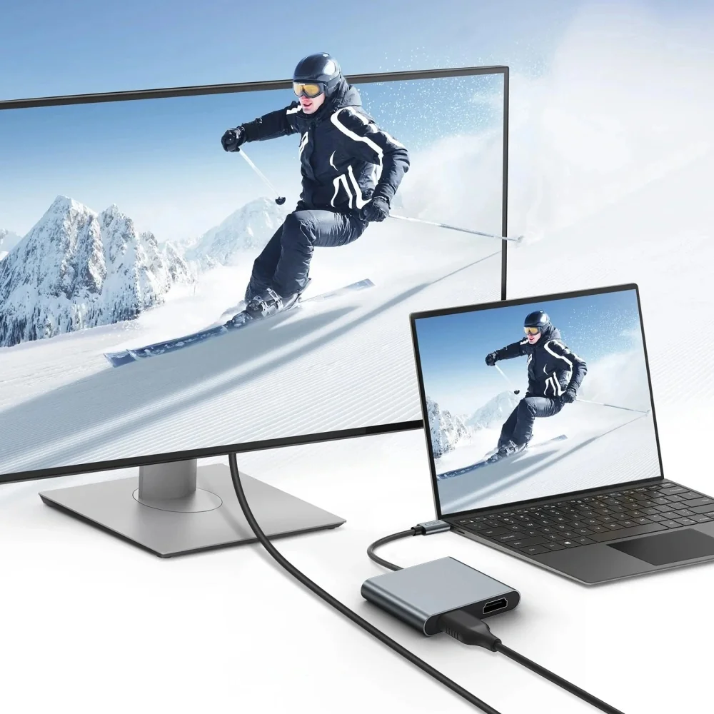 Tech-Protect HB08 HUB adaptér USB-C - USB 2.0 / 2x HDMI 4K, šedý