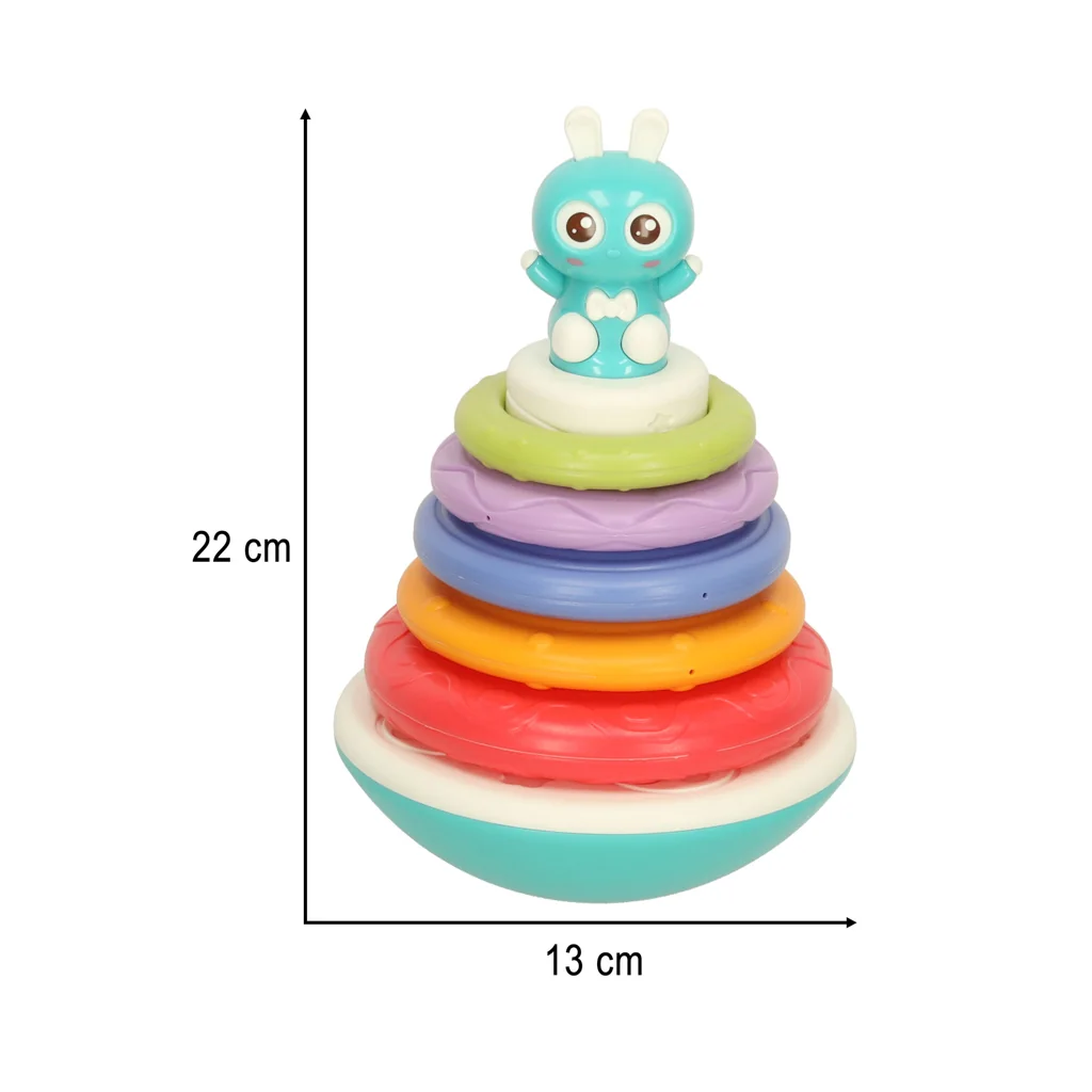 Interaktívna Senzorická skladacia veža s hudbou, modrá | BIBI-INN