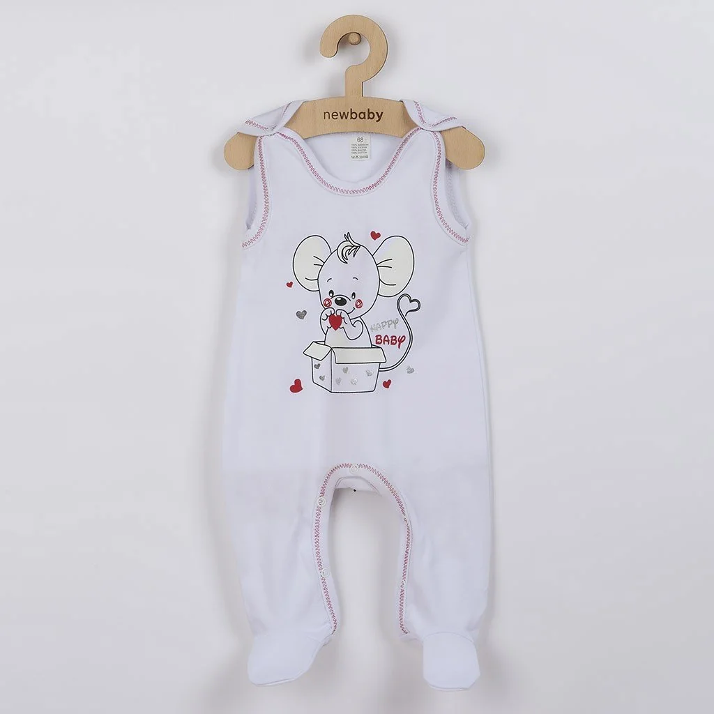 Dojčenské dupačky Mouse biele, vel. 86 (12-18m)