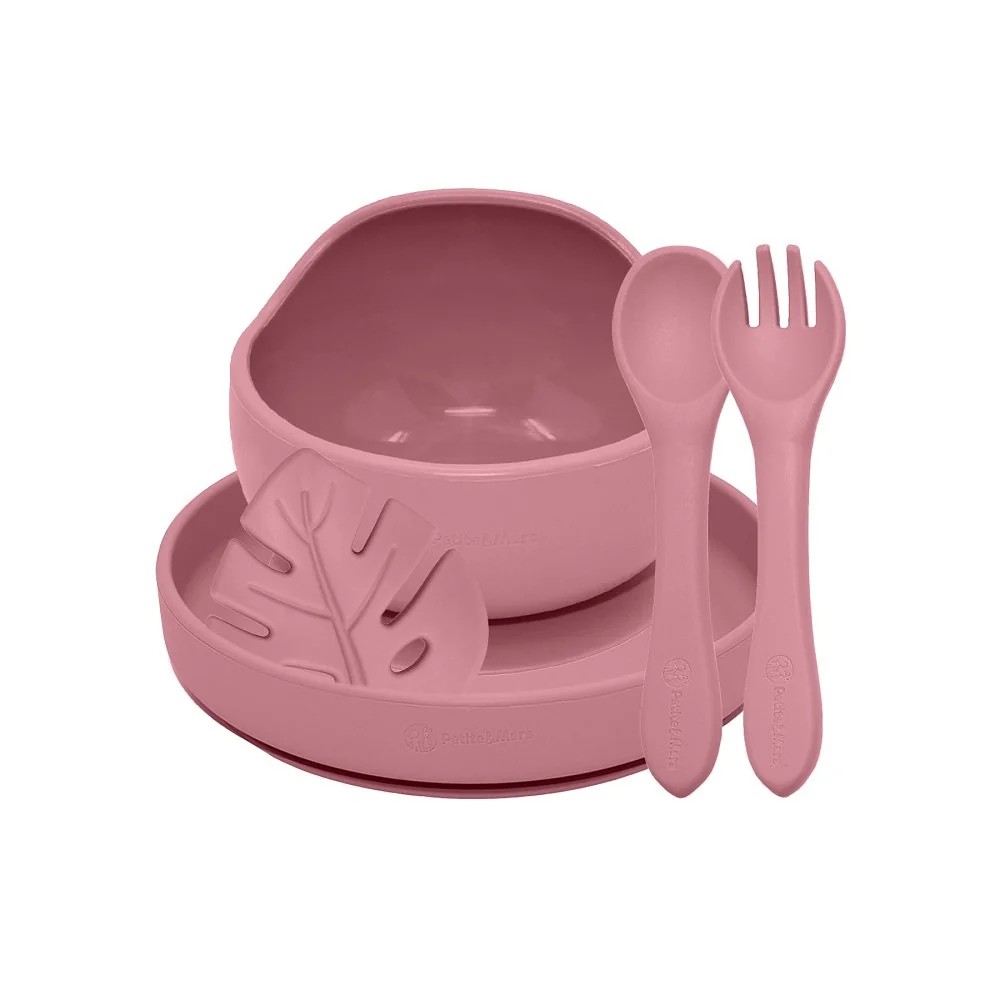 Set jedálenský silikónový TAKE&MATCH 4 ks Dusty Rose 6m+