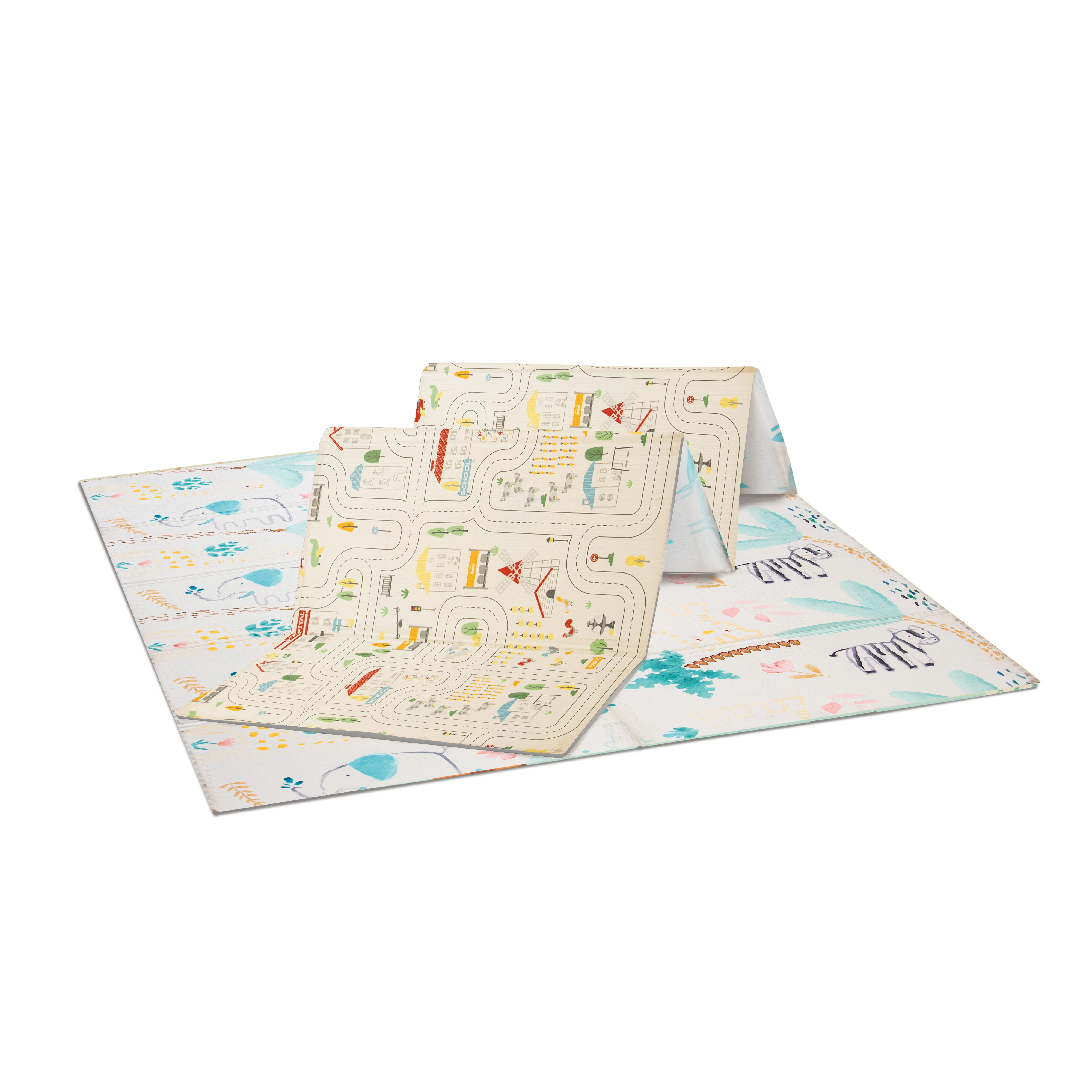 Asalvo skladacia hracia podložka PLAY MAT XL 120×180 cm Animals-City